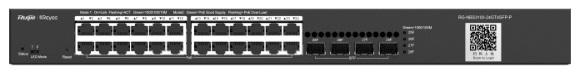 Коммутатор Reyee 24-Port Gigabit L2 Managed POE Switch, 24 Gigabit RJ45 POE/POE+ Ports, 4 SFP Slots, 370W PoE power budget, 19-inch Rack-mountable Stell Case