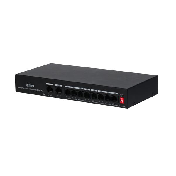 Коммутатор DAHUA DH-PFS3010-8ET-65, 10-Port Fast Ethernet Switch with 8-Port PoE