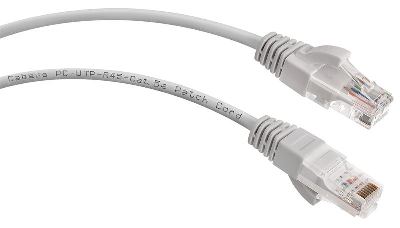  Cabeus PC-UTP-RJ45-Cat.5e-3m-LSZH Патч-корд U/UTP, категория 5е, 2xRJ45/8p8c, неэкранированный, серый, LSZH, 3м