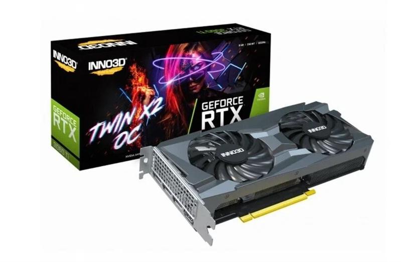 Видеокарта INNO3D RTX 3060 Ti Twin X2 OC//RTX3060Ti, HDMI, DP*3, 8G,D6