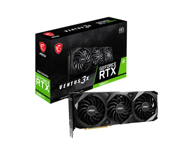 Видеокарта MSI GeForce RTX 3060 Ti VENTUS 3X 8GD6X OC PCI-E/GeForce RTX 3060 Ti VENTUS 3X 8GD6X OC/DP*3/HDMI/ATX/TRIPLE FAN/OC/8G G6X