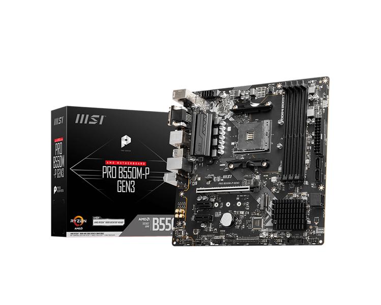 Материнская плата MSI PRO B550M-P GEN3 AM4,4DDR4,1PCI-Ex16,2PCI-Ex1,1M.2,4SATA3,6USB3.2 GEN1,HD Audio