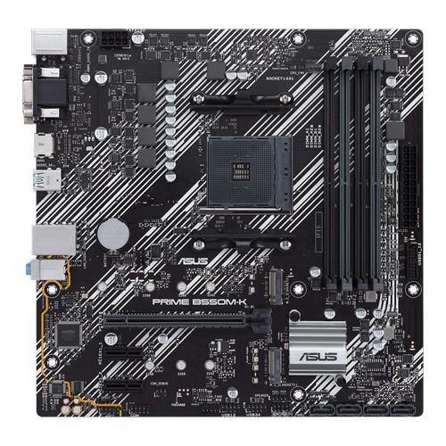 Материнская плата ASUS PRIME B550M-K, Socket AM4, B550, 4*DDR4, D-Sub+DVI+HDMI, SATA3 + RAID, Audio, Gb LAN, USB 3.2*8, USB 2.0*4, COM*1 header (w/o cable), mATX ; 90MB14V0-M0EAY0