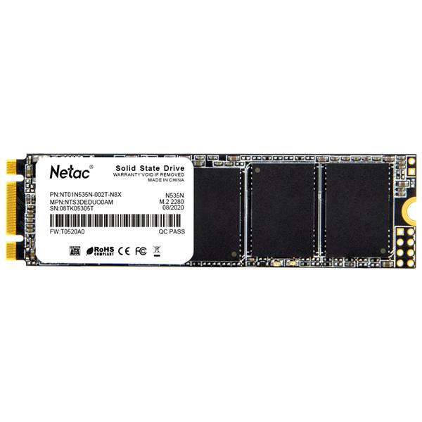 Ssd накопитель Netac SSD N535N 2TB M.2 2280 SATAIII 3D NAND, R/W up to 545/500MB/s, TBW 1120TB, 3y wty