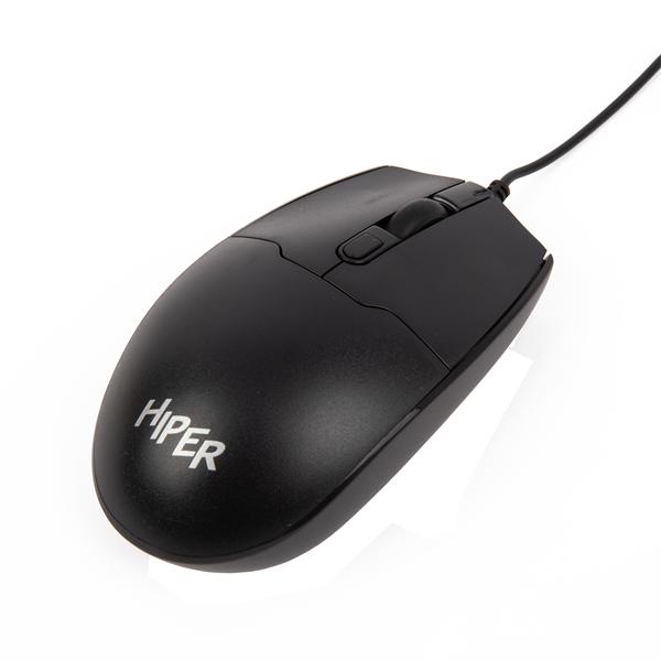 Мышь HIPER WIRED MOUSE OM-1100, USB, 1600dpi, 4but, 1.8m, black