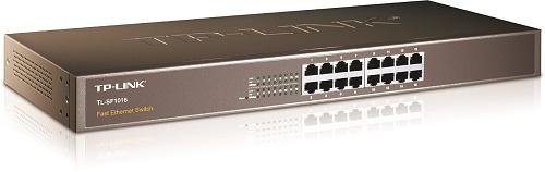  TP-Link 16-портовый 10/100 Мбит/с коммутатор, 16 портов RJ45 10/100 Мбит/с, 1U 19-дюймовый монтируемый в стойку стальной корпус