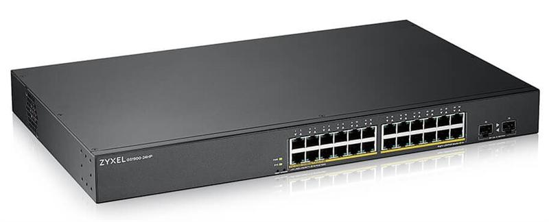  Smart L2 коммутатор PoE+ Zyxel GS1900-24HPv2, rack 19", 24xGE PoE+, 2xSFP, бюджет PoE 170 Вт
