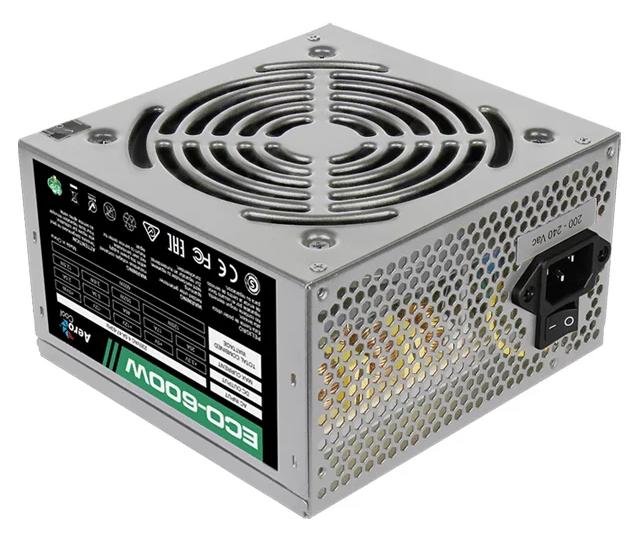 Блок питания Aerocool 600W Retail ECO-600W ATX v2.3 Haswell, fan 12cm, 400-mm cable, power cord, 20+4P, 12V 4+4P, 1x PCI-E 6+2P, 4x SATA, 3x PATA, 1x FDD