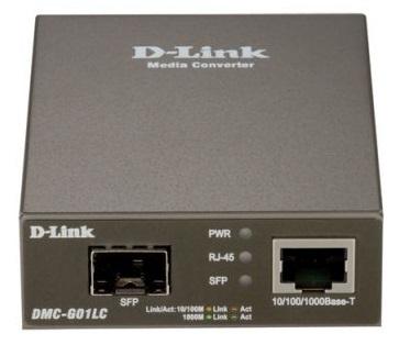 Конвертер D-Link DMC-G01LC/C1A, Media Converter with 1 100/1000Base-T port and 1 100/1000Base-X SFP port.