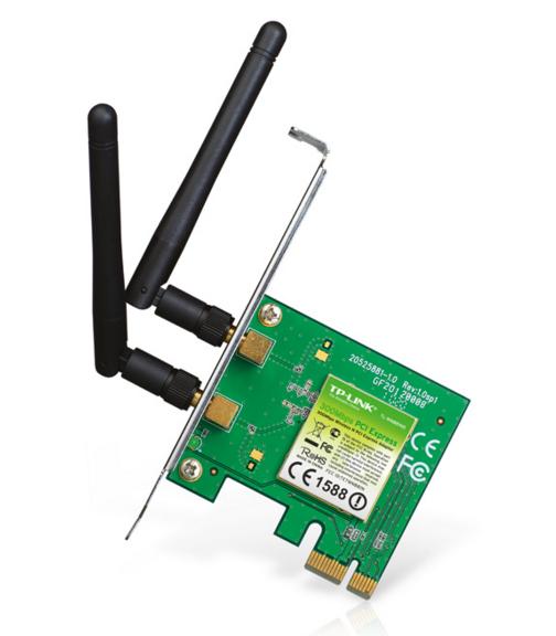 Сетевой адаптер TP-Link TL-WN881ND, N300 Wi-Fi адаптер PCI Express, до 300 Мбит/с на 2,4 ГГц, 2 внешние антенны с высоким коэффициентом усиления