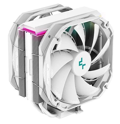 Кулер для процессора DEEPCOOL AS500 PLUS WH LGA20XX/1700/1200/115X/AM5/AM4 (8шт/кор, TDP 220W, PWM, ARGB Led, DUAL Fan 140mm, 5 тепл. Трубок, белый) RET