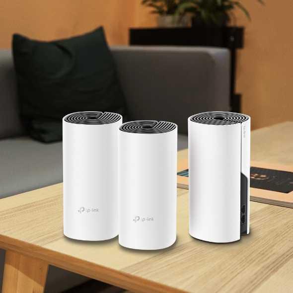  TP-Link Deco M4(3-pack), AC1200 Домашняя Mesh Wi-Fi система, 3 устройства, до 300 Мбит/с на 2,4 ГГц + до 867 Мбит/с на 5 ГГц, 2 встр. антенны, 2 гиг. порта (автоопределение WAN/LAN)