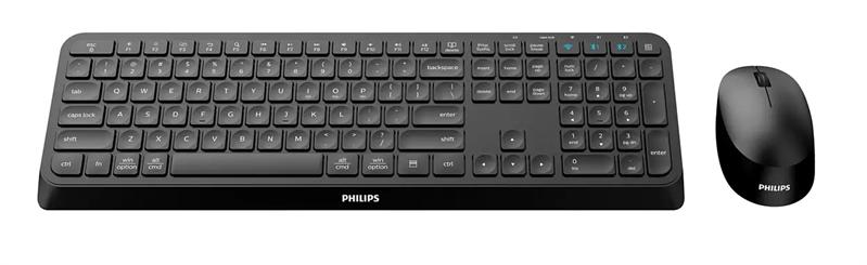 Аксессуары Philips Беспроводной Комплект SPT6407B (Клавиатура SPK6407B+Мышь SPK7407B) 2,4 GHz, Bluetooth 3.0/5.0 110 клав/4 кнопки 1600dpi, русская заводская раскладка, чёрный