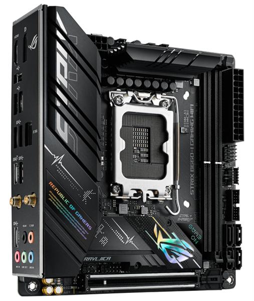 Материнская плата ASUS ROG STRIX B660-I GAMING WIFI, LGA1700, B660, 2*DDR5, HDMI+DP, SATA3 + RAID, Audio, Gb LAN, USB 3.2*9, USB 2.0*3, COM*1 header (w/o cable), mITX ; 90MB19C0-M0EAY0