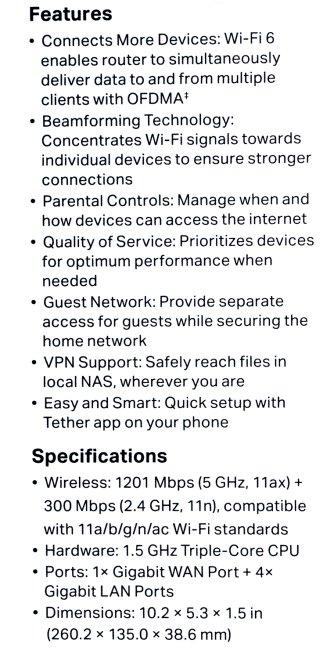  TP-Link Archer AX10, AX1500 Wi Fi 6 роутер, до 300 Мбит/с на 2,4 ГГц + до 1201 Мбит/с на 5 ГГц, 4 антенны, 1 гигабитный порт WAN + 4 гигабитных порта LAN