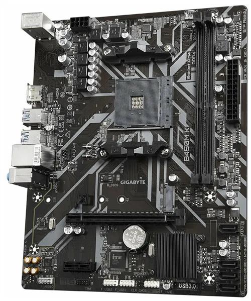 Материнская плата GIGABYTE B450M K, AM4, B450, 2*DDR4, HDMI,  4 SATA 6 Гб/с, M2, Audio, Gb LAN, USB 3.2, USB 2.0, mATX