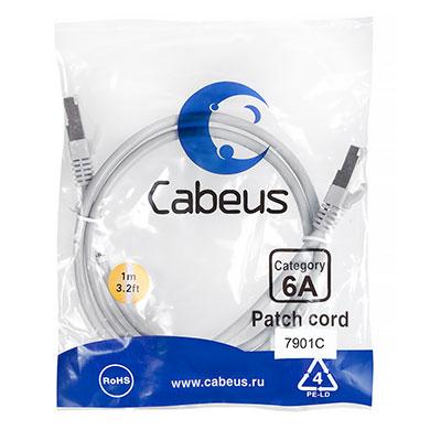  Cabeus PC-SSTP-RJ45-Cat.6a-1m-LSZH Патч-корд S/FTP, категория 6а (10G), 2xRJ45/8p8c, экранированный, серый, LSZH, 1м