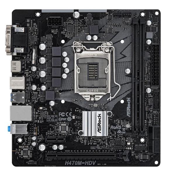 Материнская плата ASROCK H470M-HDV, LGA1200, H470, 2*DDR4, D-Sub+HDMI+DVI-D, 4xSATA3 6.0, 2xUSB 3.2, 4xUSB 2.0, mATX; 90-MXBG50-A0UAYZ