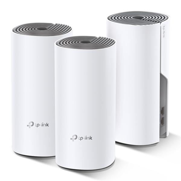  TP-Link Deco E4(3-pack), AC1200 Домашняя Mesh Wi-Fi система, 3 устройства, до 300 Мбит/с на 2,4 ГГц + до 867 Мбит/с на 5 ГГц, 2 встр. антенны, 2x10/100 Мбит/с (автоопределение WAN/LAN)