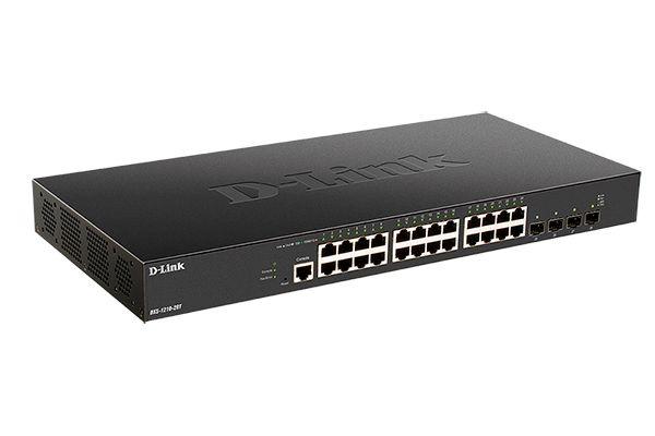 Коммутатор D-Link DXS-1210-28T/A1A, L2+ Smart Switch with 24 10GBase-T ports and 4 25GBase-X SFP28 ports.32K MAC address, 680Gbps switching capacity, 802.3x Flow Control, 802.3ad Link Aggregation, 4K of 802.