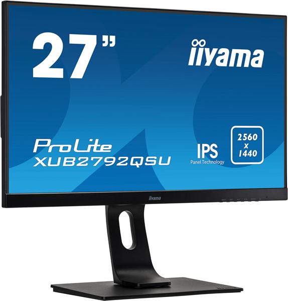 Монитор 27" Iiyama ProLite XUB2792QSU-B1 2560x1440@70Гц IPS LED 16:9 5ms DVI HDMI DP 2*USB3.0 80M:1 1000:1 178/178 350cd HAS Pivot Tilt Swivel Speakers Black