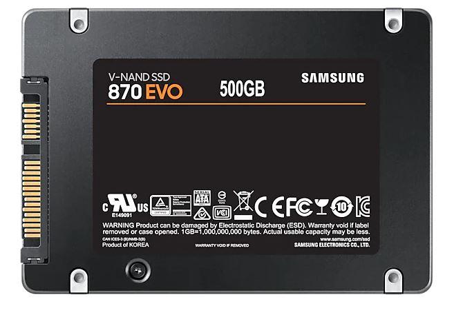 Твердотельный накопитель SSD 2.5" 500Gb Samsung SATA III 870 EVO (R560/W530MB/s) (MZ-77E500B/KR analog MZ-76E500BW, MZ-77E500BW) 1year