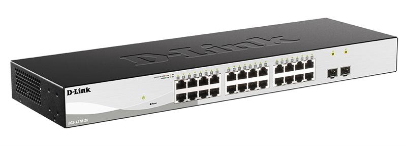 Коммутатор D-Link DGS-1210-26/F3A, L2 Smart Switch with  24 10/100/1000Base-T ports and 2 100/1000Base-X SFP ports. 8K Mac address, 802.3x Flow Control, 4K of 802.1Q VLAN, 4 IP Interface, 802.1p