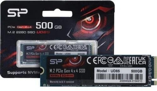 Твердотельный накопитель Solid State Disk Silicon Power UD85 500Gb PCIe Gen4x4 M.2 PCI-Express (PCIe) 3600MBs/2400MBs SP500GBP44UD8505