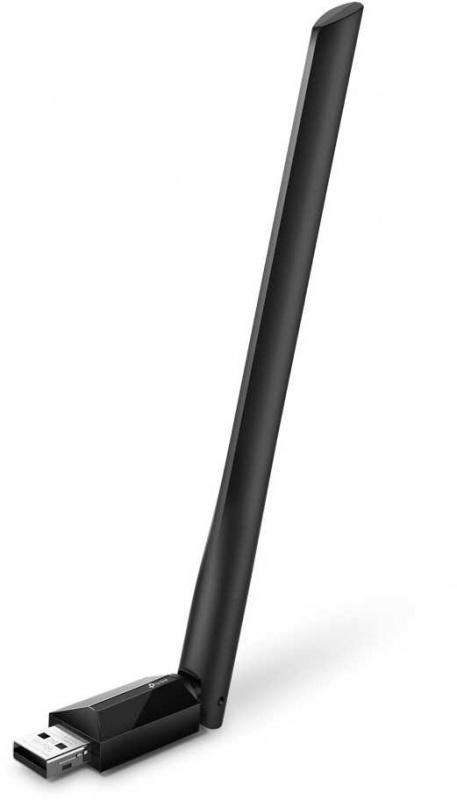  TP-Link Archer T2U Plus, AC600 Двухдиапазонный Wi Fi USB адаптер высокого усиления, до 200 Мбит/с на 2,4 ГГц + до 433 Мбит/с на 5 ГГц, 1 внешняя антенна с высоким коэффициентом усиления, USB 2.0