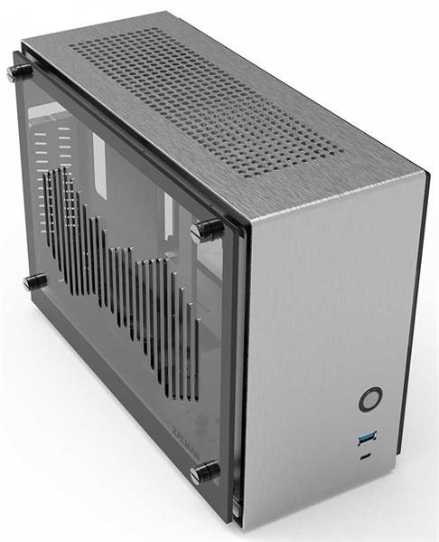 Корпус ZALMAN M2 MINI, MITX, ALUMINIUM, SILVER, WINDOWx2, RISER CARD, 2x3.5", 3x2.5", 1xUSB3.0, 1xUSB3.1 TYPE-C, TOP 1x80mm