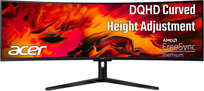 Монитор 49'' ACER Nitro EI491CURSbmiipphx , 5K  32:9, VA, 5120x1440, 4ms, 350 / 400cd, 120Hz, 2xHDMI(2.0) + 2xDP(1.4) + Audio Out, 3Wx2, FreeSync Premium Pro, HDR 400, h.adj 95, Curved 1800R Black