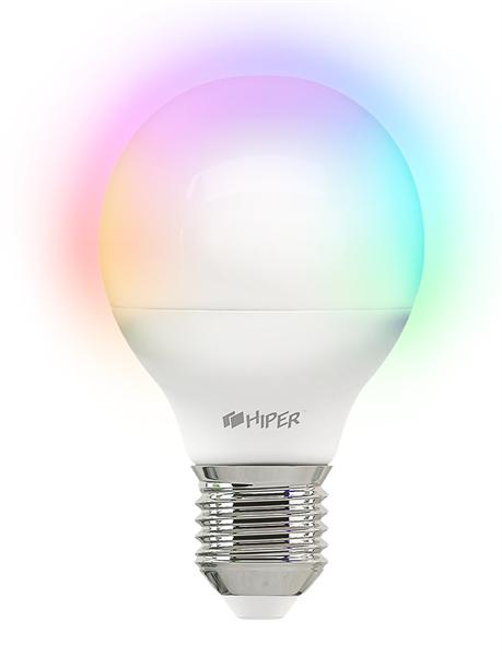  HIPER Smart LED bulb IoT LED A1 RGB/Умная LED лампочка/Wi-Fi/Е27/Globe G45/Регулируемая яркость и цвет/6Вт/2700К-6500К/520 лм/IoT LED A1 (незначительное повреждение коробки)