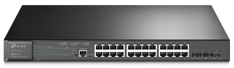  TP-Link 24-портовый гигабитный управляемый PoE-коммутатор с 4 SFP+ портами 10 Гбит/с, 19", бюджет PoE - 384 Вт