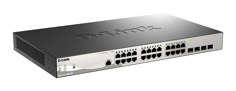 Коммутатор D-Link DGS-1210-28MP/ME/B2A, PROJ L2 Managed Switch with  24 10/100/1000Base-T ports and 4 1000Base-X SFP ports (24 PoE ports 802.3af/802.3at (30 W), PoE Budget 370 W).16K Mac address, 802.3x Flow Co