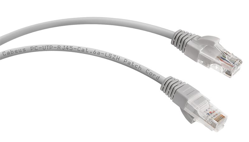 Патч-корд u/utp, категория 6а (10g), серый, lszh, 1.5м Cabeus PC-UTP-RJ45-Cat.6a-1.5m-LSZH Патч-корд U/UTP, категория 6а (10G), 2xRJ45/8p8c, неэкранированный, серый, LSZH, 1.5м