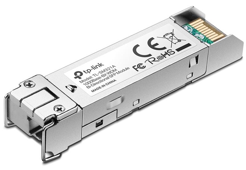  TP-Link 1000Base-BX WDM Двунаправленный SFP-модуль, TX: 1550 нм, RX: 1310 нм, 1 симплексный разъём LC, расстояние передачи до 2 км по кабелю SMF 9/125 мкм (одномодовое волокно)