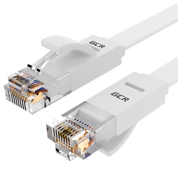  GCR Патч-корд  7.5m, кат.6, PROF, плоский, прямой, UTP, медь, белый, 30 AWG, ethernet high speed 10 Гбит/с, RJ45, T568B (LNC62)