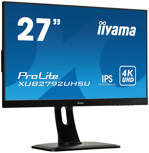 Монитор 27" Iiyama ProLite XUB2792UHSU-B1 3840x2160@60Гц IPS LED 16:9 4ms DVI HDMI DP 2*USB3.0 80M:1 1000:1 178/178 300cd HAS Pivot Swivel Tilt 2*Speakers 2Вт Black