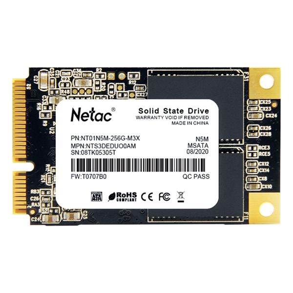 Ssd накопитель Netac SSD N5M 256GB mSATA SATAIII 3D NAND, R/W up to 540/490MB/s, TBW 140TB, 3y wty