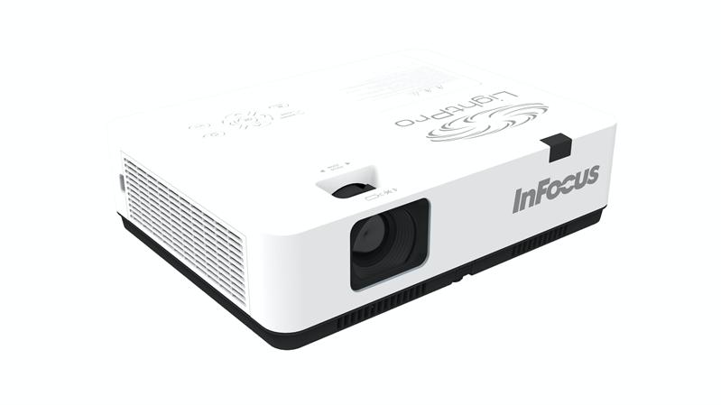  Проектор INFOCUS IN1004 3LCD,3100lm,XGA,1.48~1.78:1,2000:1,(Full3D),3.5mmin,Compositevideo,VGAIN,HDMIIN,USBb,лампа20000ч.(ECOmode),RS232,31дБ,3,1кг