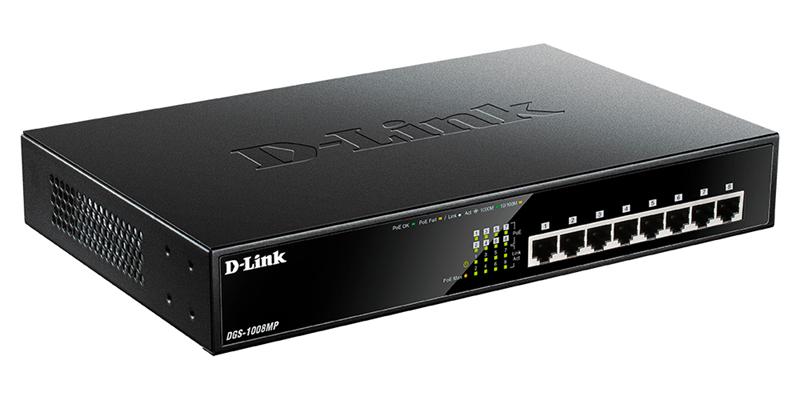 Коммутатор D-Link DGS-1008MP/B1A, Layer 2 unmanaged Gigabit Switch with PoE and Green Ethernet power save technology