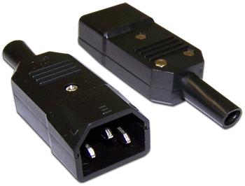  Вилка IEC 60320 C14, 10A, 250V, прямая, разборная, черная