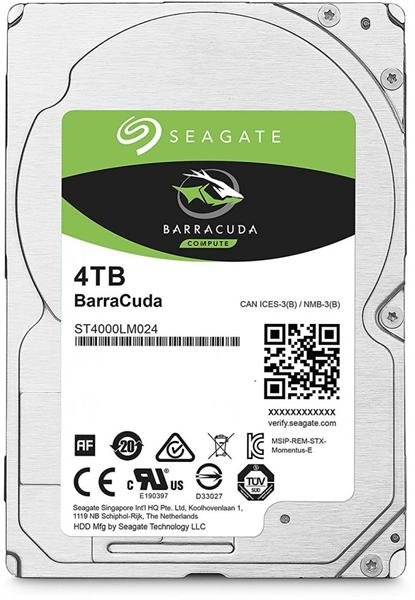 Жесткий диск HDD SATA 2,5" Seagate 4000Gb, ST4000LM024, Barracuda 5400 rpm,  128Mb buffer, 15 mm, 1 year