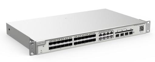 Коммутатор Reyee 24-Port SFP L2+ Managed Switch, 24 SFP Slots, 8 Gigabit RJ45 Combo Ports,4 *10G SFP+ Slots,19-inch Rack-mountable Steel Case, Static Routing