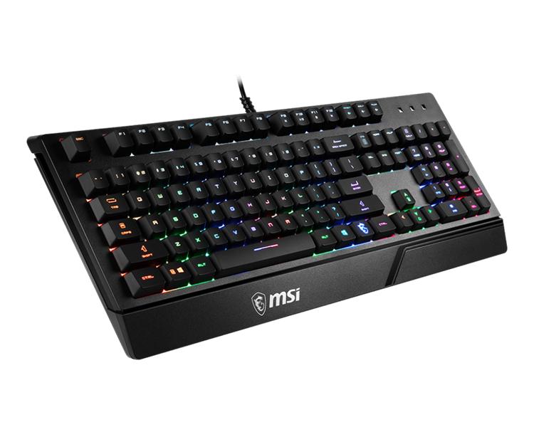 Клавиатура проводная Gaming Keyboard MSI VIGOR GK20, Wired, membrane Keyboard with ergonomic keycaps and wrist rest.  12 Key Anti-ghosting Capability. Water Resistant (spill-proof), Static multi-colour backlighting, Black