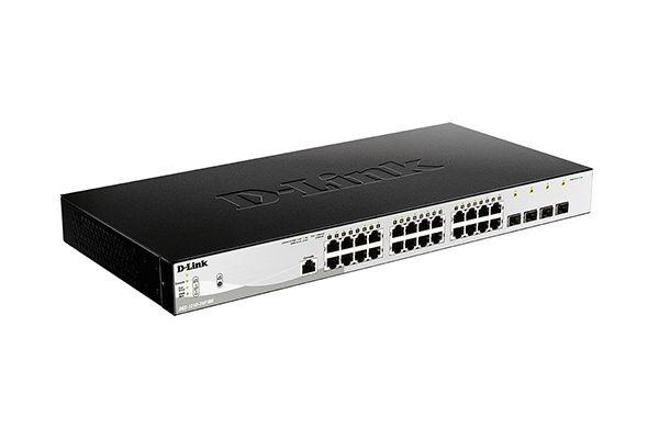 Коммутатор D-Link DGS-1210-28P/ME/B2A, L2 Managed Switch with  24 10/100/1000Base-T ports and 4 1000Base-X SFP ports (24 PoE ports 802.3af/802.3at (30 W), PoE Budget 193 W)