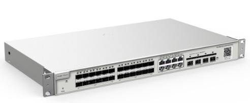 Коммутатор Reyee 24-Port SFP L2 Managed Switch, 24  SFP Slots, 8 Gigabit RJ45 Combo Ports, 4 *10G SFP+ Slots, 19-inch Rack-mountable Steel Case