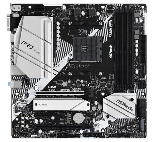 Материнская плата ASROCK B550M PRO4, AM4, B550, 4*DDR4, D-Sub+HDMI+DP, 6xSATA3 6.0 (RAID), M.2 Socket, 4xUSB 3.2, 2xUSB 2.0, Type-C, mATX; 90-MXBDK0-A0UAYZ