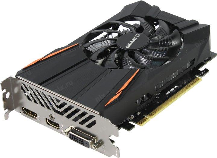 Видеокарта GIGABYTE GTX1050Ti D5 4GB//GTX1050Ti, DVI, HDMI, DP, 4G,D5