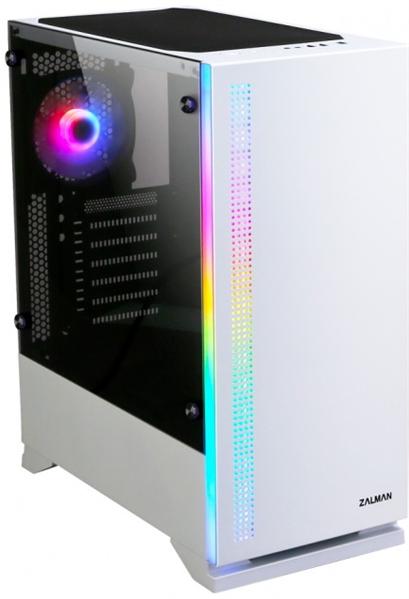 Корпус ZALMAN S5, ATX, WHITE, WINDOW, 2xCOMBO (3.5" or 2.5"), 4x2.5", 2xUSB2.0, 1xUSB3.0, FRONT 1x120mm, REAR 1x120mm RGB